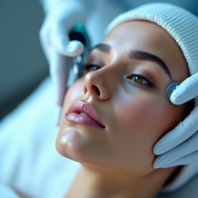 Soin du visage utilisant des technologies avancées dans un spa moderne